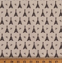 Cotton May Fons France French Eiffel Tower Cream Cotton Fabric Print BTY D478.03 - £7.95 GBP