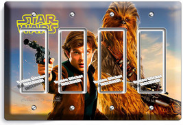 A Star Wars Han Solo Story Chewbacca Falcon Pilot 4 Gang Gfci Light Switch Plate - £16.34 GBP