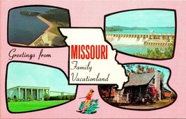 Vtg Postcard Greetings from Missouri Family Vacationland MO Pink Waterskiing UNP - £4.39 GBP