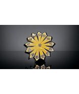Vintage Black Yellow Duo Tone Bakelite Brooch Clear Rhinestones Star Art... - $58.84 CAD