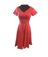 Retro Pinup Rockabilly Polka Dot Dress Size Small Red - £27.24 GBP