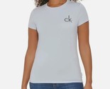 Calvin Klein Jeans Ladies&#39; Size Large Short Sleeve Logo Tee, Light Blue - $12.99