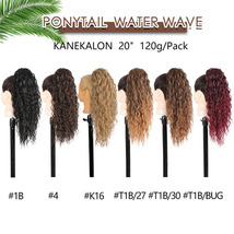 20Inch Smooth Heat Resistant Draw String Hairpiece Water Wave Afro Curly Synthet - £39.30 GBP