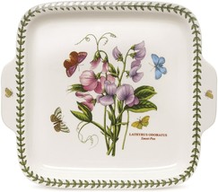 Portmeirion Botanic Garden Square Dessert Dish with Handles, Porcelain, 11 Inch - £52.19 GBP