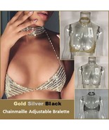 Dazzeling Adustable Diamondette Choker Chainmaille Bralette Gold Silver ... - £52.23 GBP