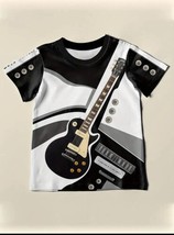 Mens T-Shirt Graphic Print  Guitar Inspired Design Tee - Sizes 2XL Black - £14.01 GBP