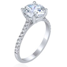 14K White Gold Plated 1.55Ct ROUND LC Moissanite Solitaire Engagement Ring V-Day - $102.55