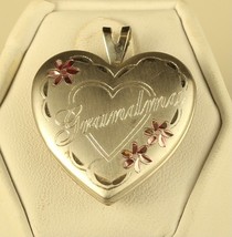 Vintage Sterling Hallmarked Engraved Grandma Puff Heart Picture Locket Pendant - £29.54 GBP