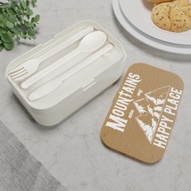 Youthful Escapism: Mountains are My Happy Place Lunch Box, Grey - $39.14