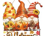 Fall Welcome Door Sign Gnome Hanging Door Decor Thanksgiving Wooden Sign... - $15.19