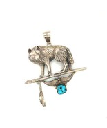 Vintage Sterling Signed Raymond Delgarito Navajo Wolf Turquoise Dangle P... - $7,432.63 MXN