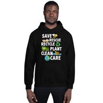 Generic Earth Day Save Bees Rescue Animals Recycle Plastic Unisex Hoodie Black,  - £24.13 GBP+