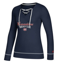 NWT Women&#39;s Adidas Montreal Canadiens L/S Skate Through Lace-up Shirt Sz Large - £23.72 GBP