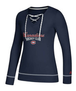 NWT Women&#39;s Adidas Montreal Canadiens L/S Skate Through Lace-up Shirt Sz... - £23.70 GBP