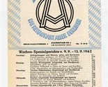 Aschinger Restaurant for all Berlin Menu Charlottenburg Germany 1962 - $17.82