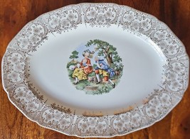 Vintage ~ Royal Queen First Quality Victorian 22 Kt Gold ~ 8.5&quot; x 11.5&quot; Platter - £23.91 GBP