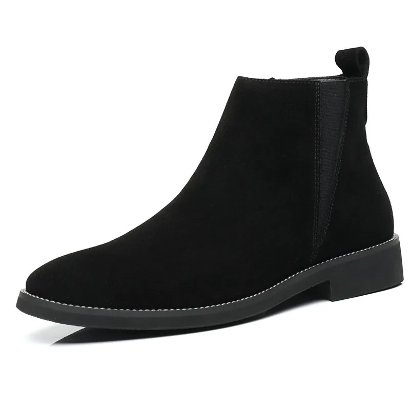 men&#39;s fashion chelsea boots black brown   leather shoes handsome boy ankle boot  - £137.80 GBP