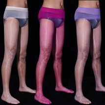 Men&#39;s Sexy Ultra Sheer Pantyhose Shiny Stockings Seamless Bulge Pouch Underwear - £8.71 GBP