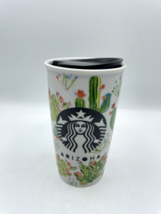 Starbucks ARIZONA Cactus Floral Scene Ceramic Travel Mug Cup Tumbler 12 Oz Bs268 - £22.41 GBP