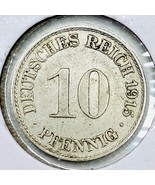 1915 A German Empire 10 Pfennig Coin - $56.26 MXN