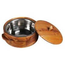 Chapati Box Wooden Roti Dabba for Kitchen, Dining Table (Brown , Teak Wood) - £64.28 GBP