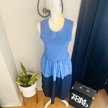FRENCH CONNECTION Rhodes Colorblock Smocked Poplin Dress, Size 8, Blue, NWT - $29.00