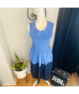 FRENCH CONNECTION Rhodes Colorblock Smocked Poplin Dress, Size 8, Blue, NWT - $39.66 CAD