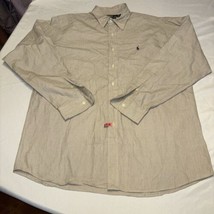 Polo Ralph Lauren Plaid Shirt Mens L Tan Lowell Sport Button Up Long Sleeve - $18.99