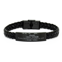 Motivational Christian Braided Leather Bracelet, Cast All Your Anxiety On Him Be - £19.51 GBP