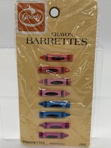 Vintage NOS 70s-80s Goody Novelty Barrettes Crayons 8 Pack Made In USA Hair - $15.88