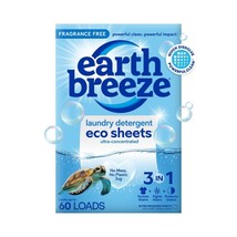 Earth Breeze Laundry Detergent Sheets - 30 Detergent Sheets - 60 Loads - Concent - £25.12 GBP