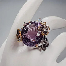 Large Amethyst and Opal Ring 40ct IF 925 Sterling Size 8.5 - £97.90 GBP