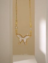 18K Gold Plated Butterfly Bib Necklace - whimsical, chic, sparkling, statement - £37.30 GBP