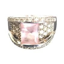 Women&#39;s Ring Emerald Cut Pink Tourmaline CZ Vintage Sterling Silver 925 ... - £55.07 GBP