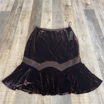 NWT ECI New York Womens Brown-Maroon Velvet Skirt Size 10 - £22.81 GBP