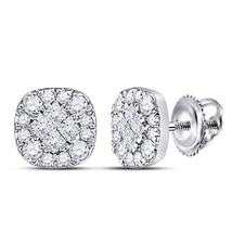 14kt White Gold Womens Princess Round Diamond Square Cluster Earrings 1/4 Cttw - £374.78 GBP