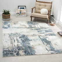 Luxe Weavers Camellia Collection 1660 Blue 8X10 Distressed Abstract Area Rug - £154.17 GBP