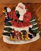 Vintage 90s Omnibus by Fitz &amp; Floyd Santa Claus Christmas Tree Canape Pl... - $21.15