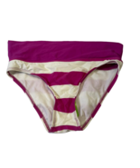 N for Next Striped Banded Retro Pant Bikini Bottom, Pink &amp; White, Large - $200.27 MXN