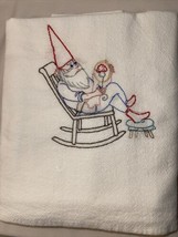 Kitchen Dishtowel Gnome in Rocking Chair Sewing 100% Cotton Flour Sack 2... - $9.89