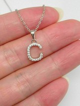 2Ct Round Cut Diamond Initial C Letter Pendant &amp; Necklace 14K White Gold Over - £84.71 GBP