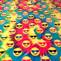 Summer Beach Throw Multicolor Blanket Smiley Emoji with Sunglasses 58 in X 49 in - £11.84 GBP
