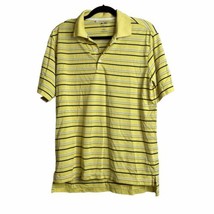 Adidas Climalite Men&#39;s Polo Golf Shirt S/S Yellow Black White Stripes Size Small - £12.08 GBP