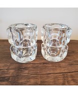Bohemian Czech Crystal Candle Holders, Elements Block, Mid-Century Glass... - £39.86 GBP