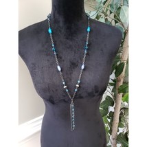Cookie Lee Womens Blue Glass Pearls Y Shape Tassel Lariat Necklace with ... - $27.72