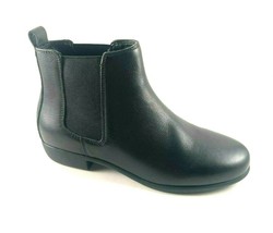  Aerosoles Step Dance Black Leather Low Heel Round Toe Ankle Bootie - £72.18 GBP