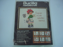 Vintage Bucilla Super Mom Works Here Needlepoint Kit By Gini 15x18 NEW - $15.41