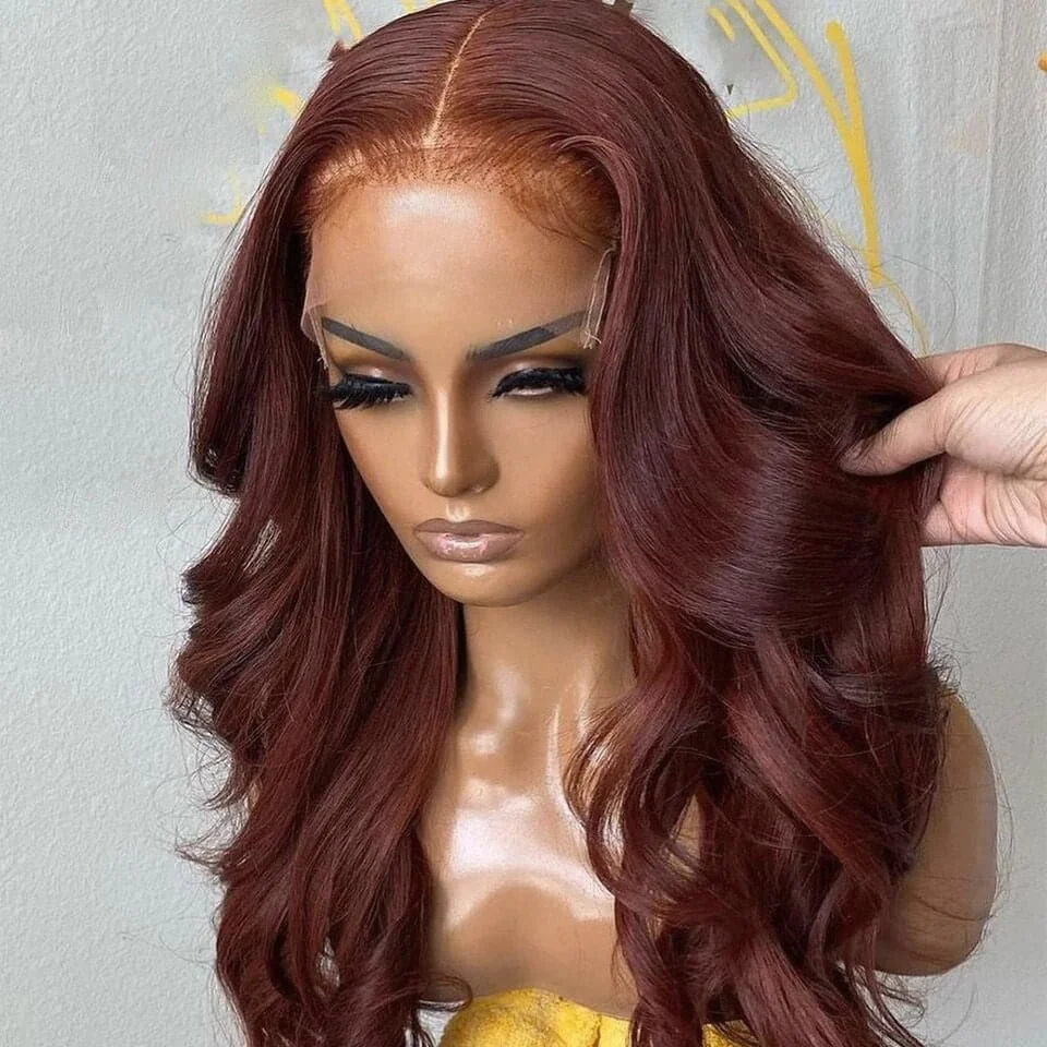 13X4 Synthetic Lace Front Wig Reddish Brown Body Wave Wig Lace Closure P - £43.25 GBP+