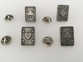 Playing Cards Pewter Lapel Pin Badge Set Of 4 Handmade In UK - £15.80 GBP