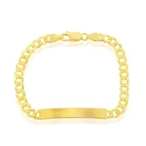 Sterling Silver 5mm Pave Curb Chain ID Bracelet - Gold Plated - £94.85 GBP